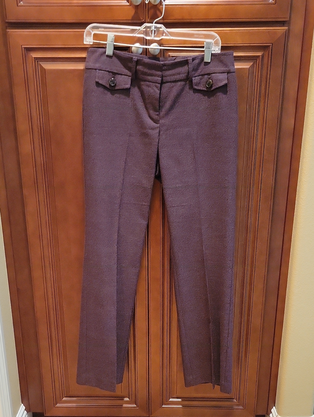 LOFT Plum Straight-Leg Trousers with Flap Pockets